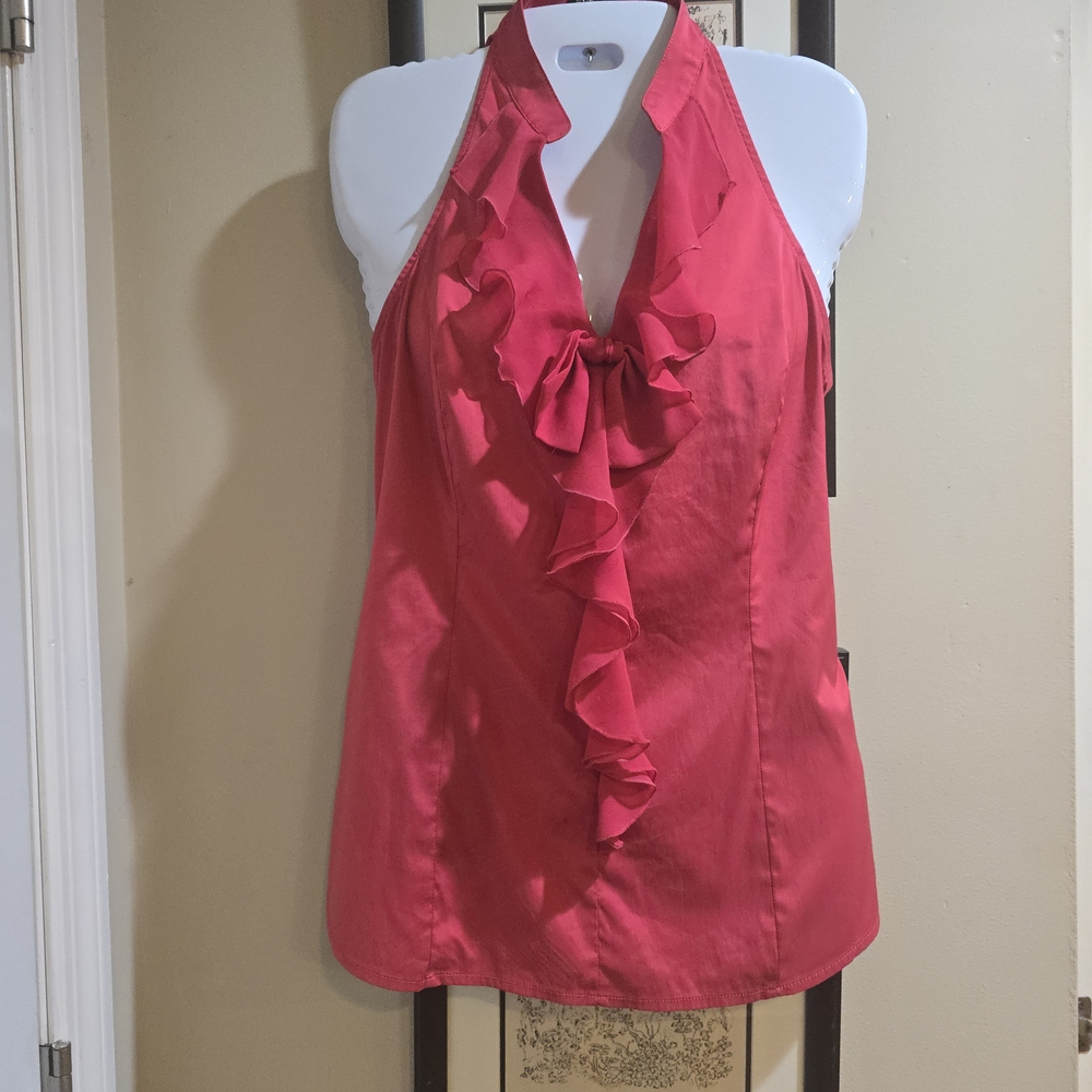Express Red Ruffled Backless Tank Top - Picture 3 of 5